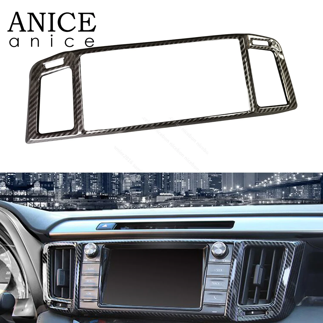 

Carbon fiber color Consoles Air Conditioning Dashboard Vent trim fit for Toyota RAV4 2013-2018
