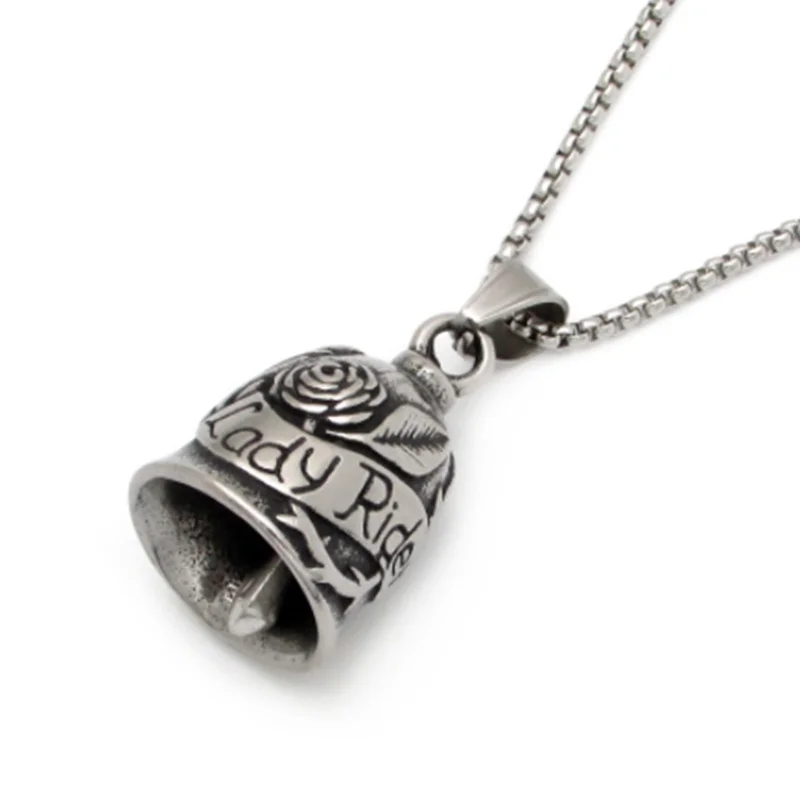 

Lady Rider Guardian Bell Pendant Necklace for Women Vintage Fashion Street Biker Bell Necklace Jewelry Gift