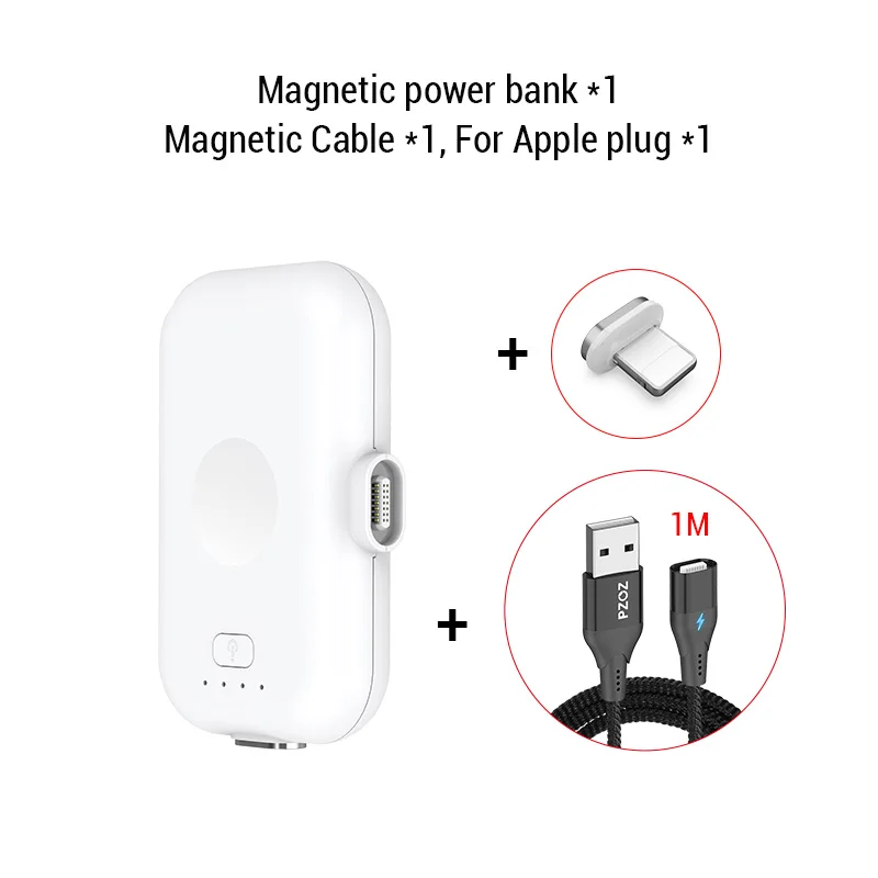 PZOZ, магнитный внешний аккумулятор для iPhone, Micro usb type C, 1200 мА/ч, мини-магнит, зарядное устройство, внешний аккумулятор для iPhone, iPad, Xiaomi, huawei, телефона - Цвет: White For iPhone