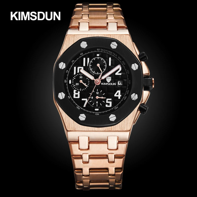 

KIMSDUN Top Brand Luxury Men Watch relogio masculino Fashion Trend Steel Strap Three-Eye Automatic Mechanical Watch Men Clock