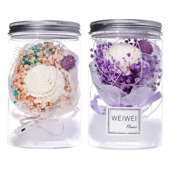 

Rose Babysbreath Dried Flower LED Light Birthday Valentine Day Girl Gifts Decor Carefully Selected and Well Preserved