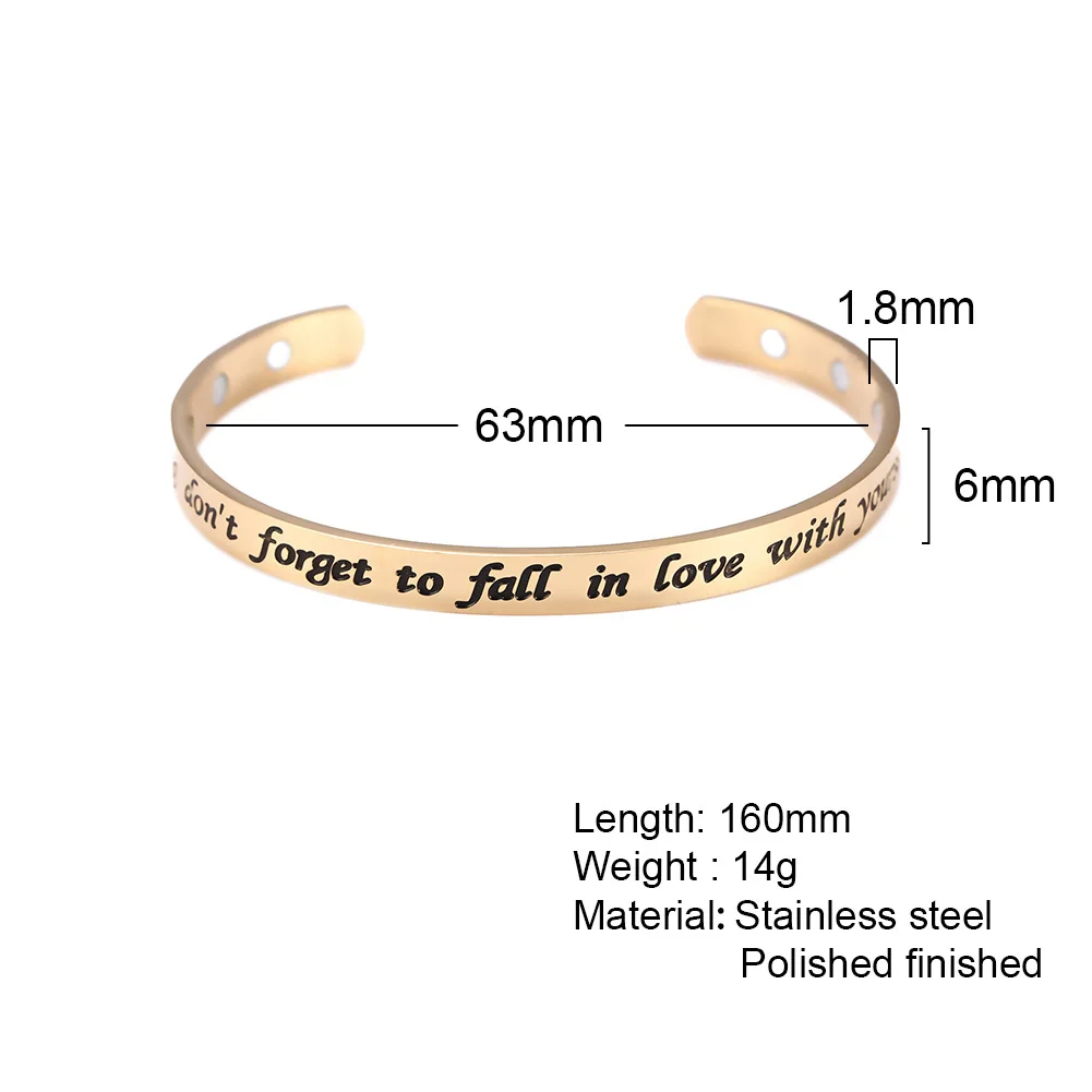 Myshape Women Bangle 316LStainless SteelSilver Gold Bangle Rose Gold Healthy Magnetic Bracelets Cuff Bangle Hand Chain