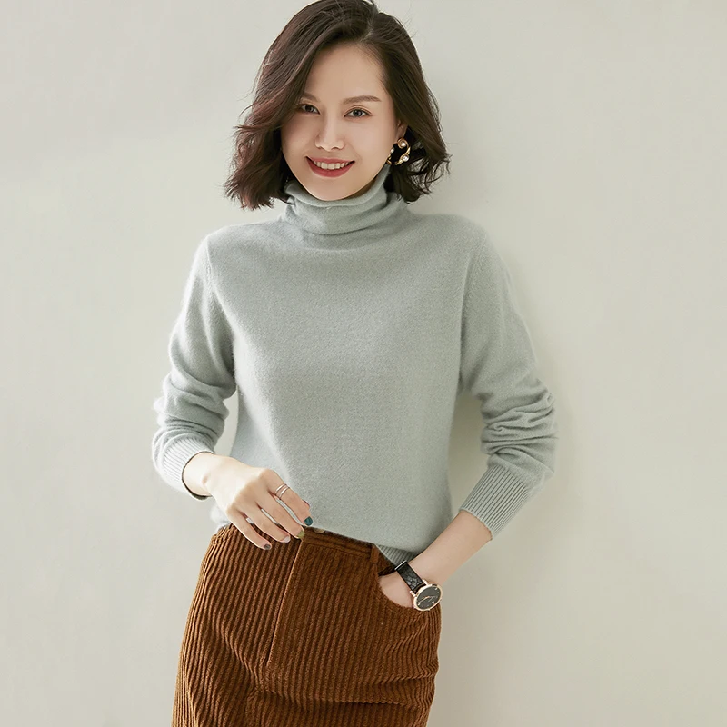 cashmere turtleneck sweater for women solid