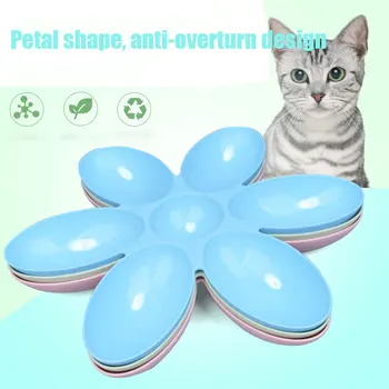 

6 in 1 Petal Shape Water Food Feeder Bowls Non-slip feeding tray Feeding 6 Pets at the Same Time Pet Water Food Feeder
