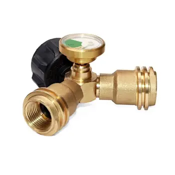 

Propane Y Splitter Tee Adapter with Gas Gauge Tank Level Indicator Leak Detector