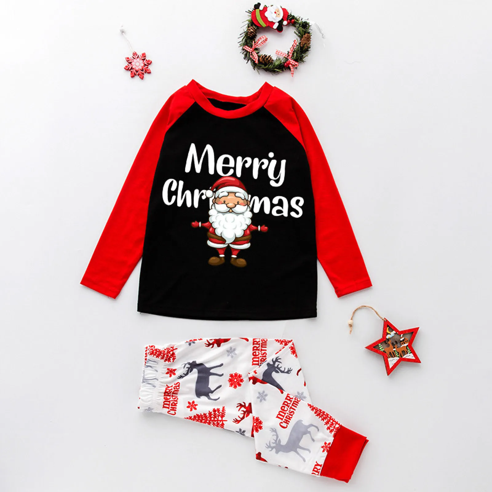Christmas Family Matching Pajamas Set Xmas Santa Stitching Adult Kid Pyjamas Clothing Baby Jumpsuit Family Matching Clothes