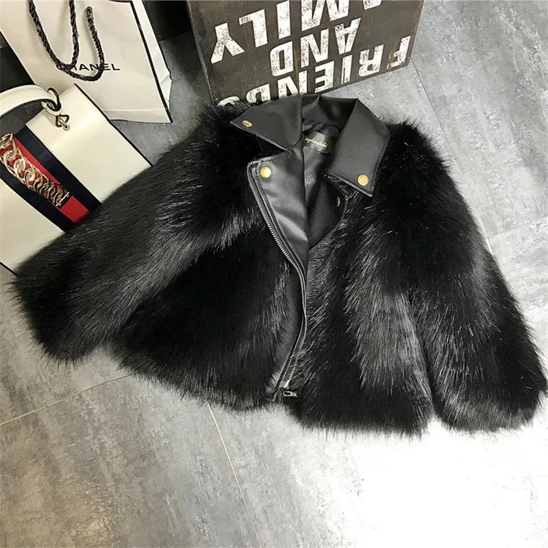 Модное пальто с мехом для девочек; однотонная Элегантная куртка с локомотивным рисунком; топ для девочек от 18 месяцев до 12 лет; зимняя верхняя одежда для детей ясельного возраста