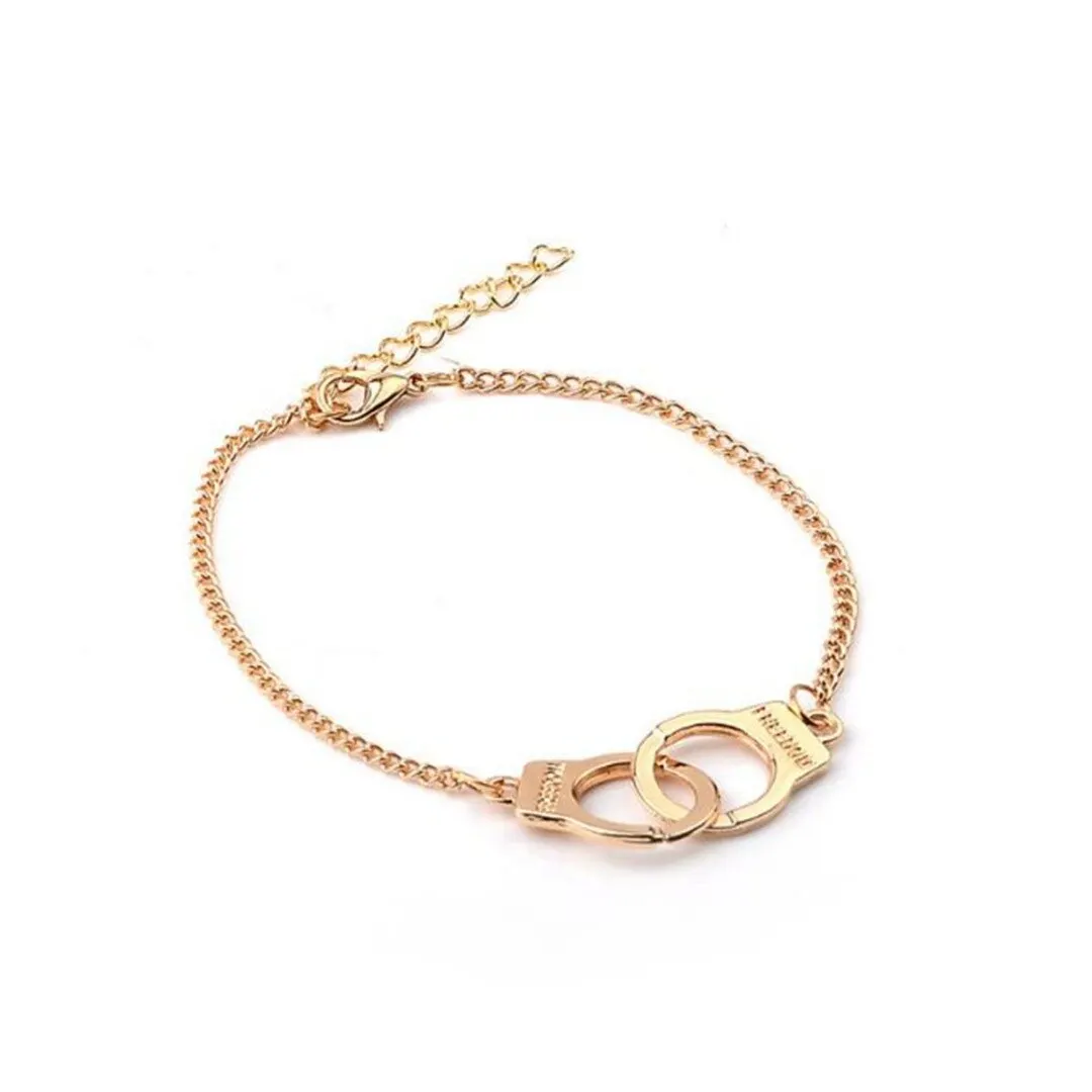 Silver Color handcuffs Punk Bracelets For Women Silver Bracelets Chain Bangles for Men Shellhard Fashion Jewelry pulseiras
