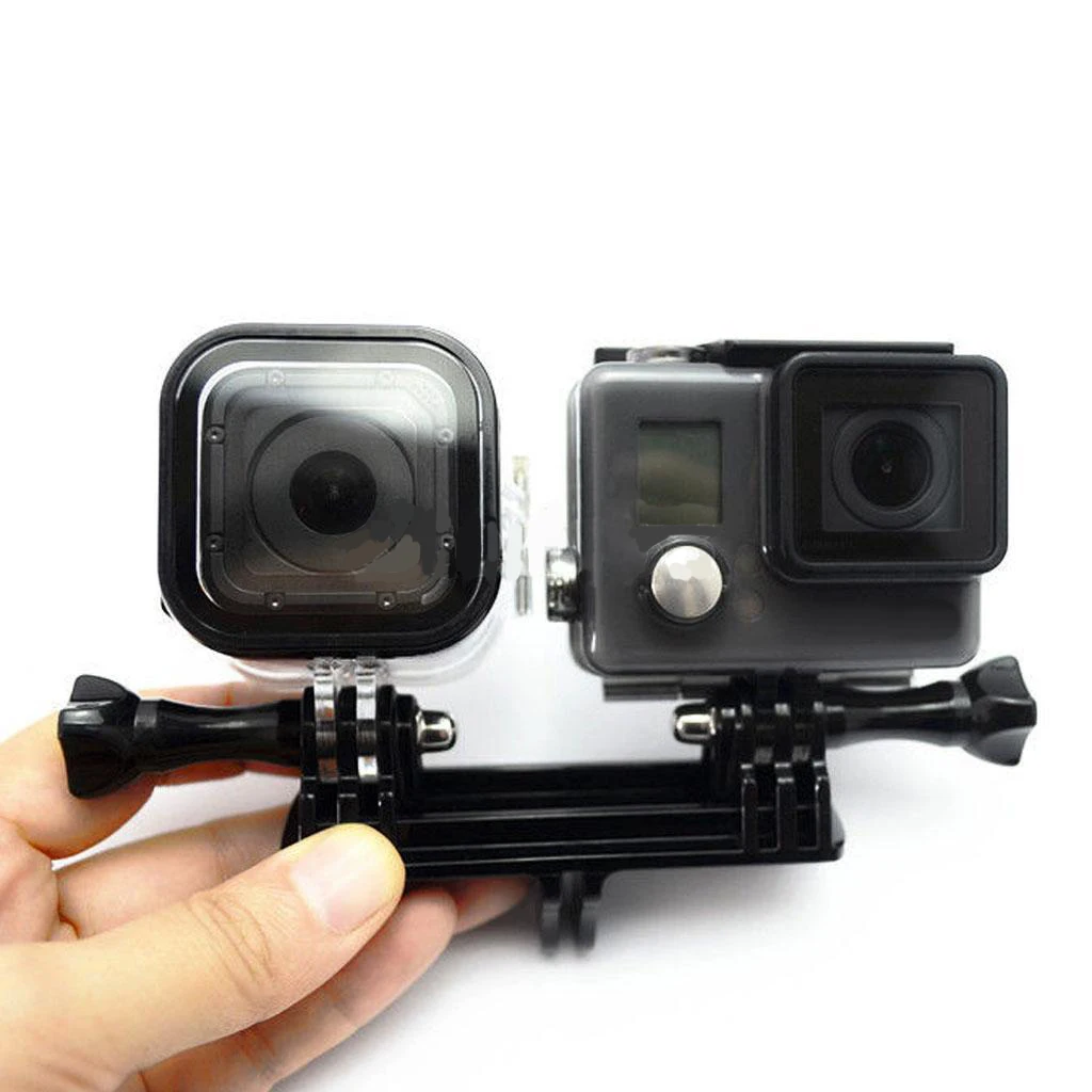 New Double Dual Bracket Tripod Holder Professional Sport Camera Handle with Screw Mount Adapter for Gopro Hero 6/5/4/3+/3/2/1