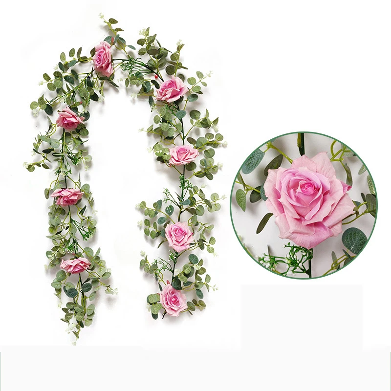 Artificial Silk Rose Flower Ivy Vine Store Hanging Garland Wedding Decor 90CM