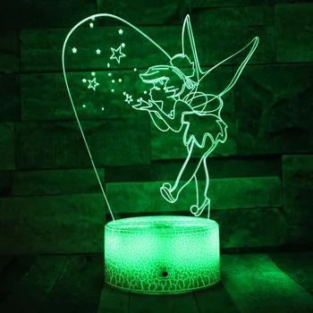 

Princess Tinker 3D LED RGB Night Light 7 Color Change Desk Light Action Figures 2813 Kids Home Christmas Toys