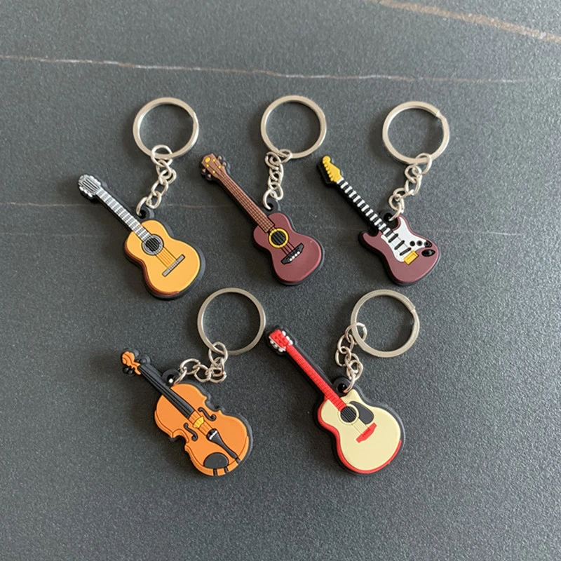 Creative metal electric guitar mini keychain key chain key ring gifts Q9