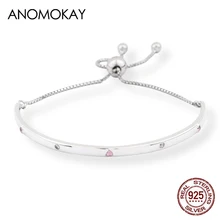 Новинка, модный браслет на запястье, серебро 925 пробы, розовый CZ, цепочка, браслет на запястье для девушек и женщин, подарок, S925 Серебряный регулируемый браслет