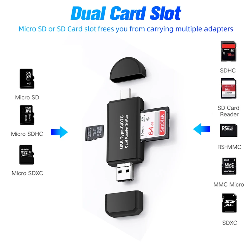 GUUGEI 5 в 1 OTG кард-ридер TF SD кард-ридер компьютерные принадлежности Android Micro usb type C удлинитель Czytnik Kart