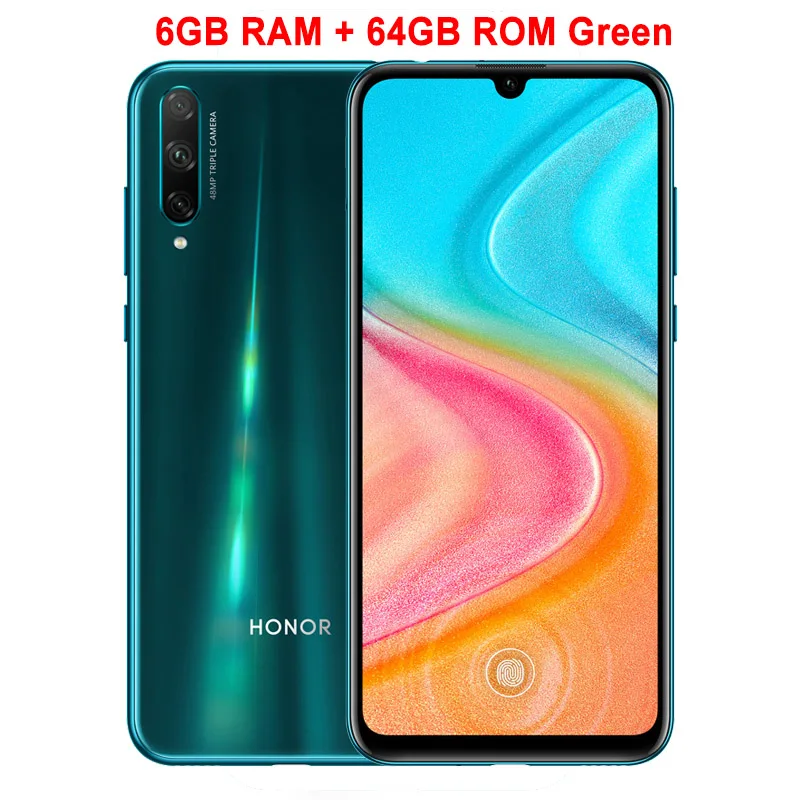 Мобильный телефон Honor 20 Lite, 6,3 дюймов, 4 Гб+ 64 ГБ, Восьмиядерный процессор Kirin 710F, Android 9,0, МП, смартфон с отпечатком пальца - Color: GREEN 6GB 64GB