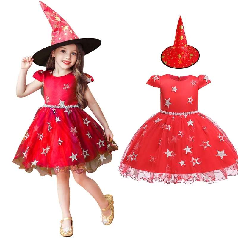 Girls Christmas Dress Kids Santa Costume Hat Outfits Cosplay Fancy Dress SZ 2-10 