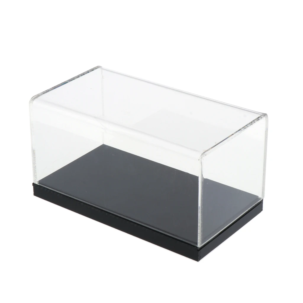 

Acrylic Figurine Display Case with Black Base for Diecast Car Model, Dolls, Action Figure, or Collectible Toy Figures Model