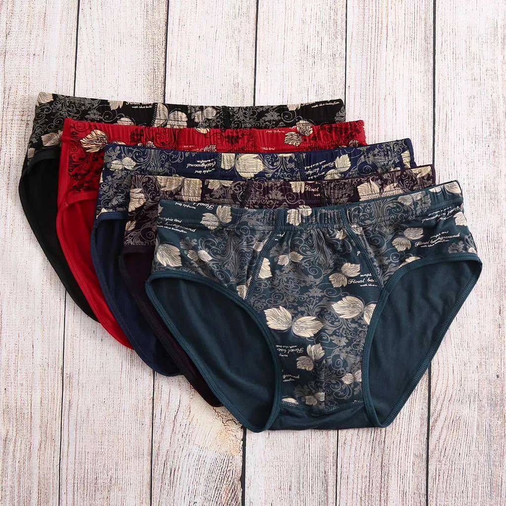 

2019 New Style Mens Underwears Men's Soft Briefs Fashion 5PC Printed Color Soft Breathable Knickers Short Sexy Briefs
