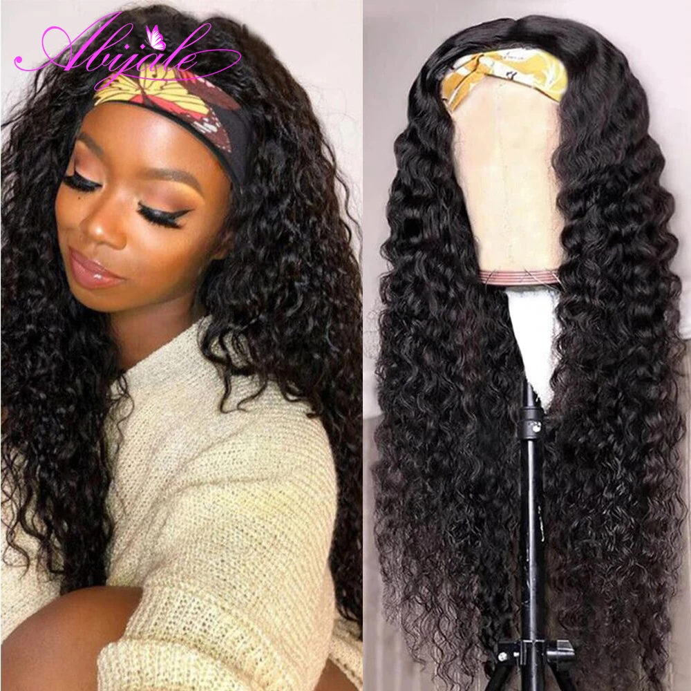 Abijale Deep Wave Headband Wig For Women Human Hair Curly Human Hair