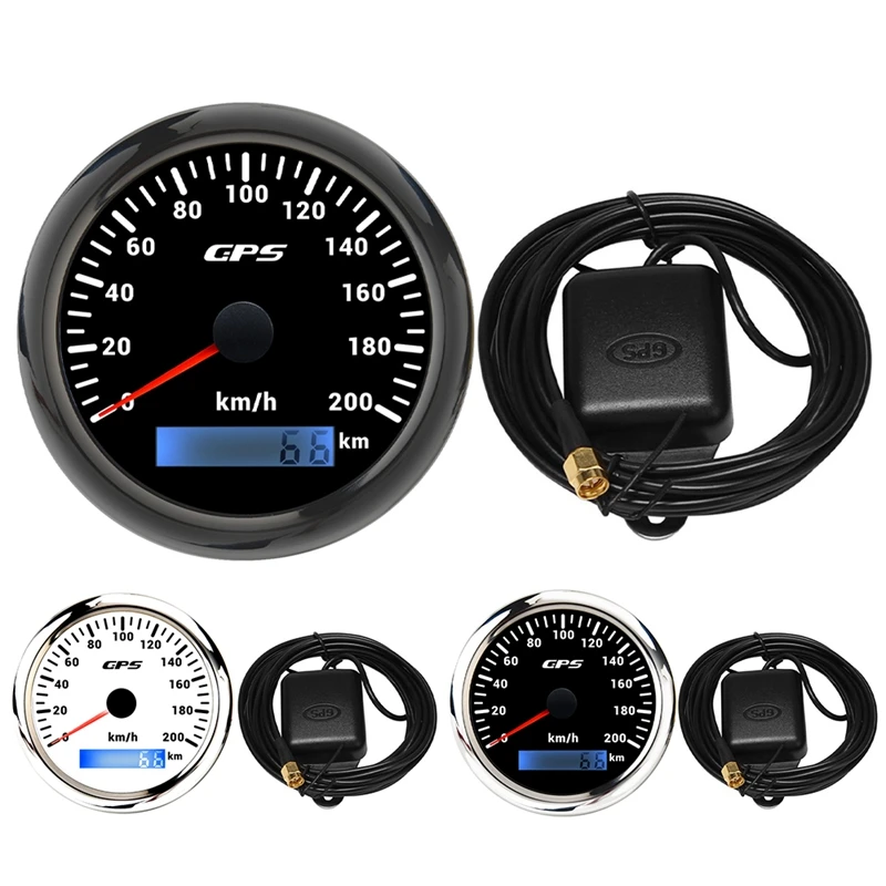 85MM GPS Marine Speedometer 0-200KM/H 7-Color Backlight Digital Odometer for Yachts Boats |