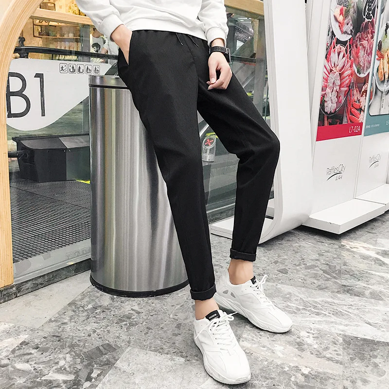 

K9057-4 Casual Pants Korean-style Trend Ha Nylon Versatile Casual Pants Loose Long New Style MEN'S Casual Pants