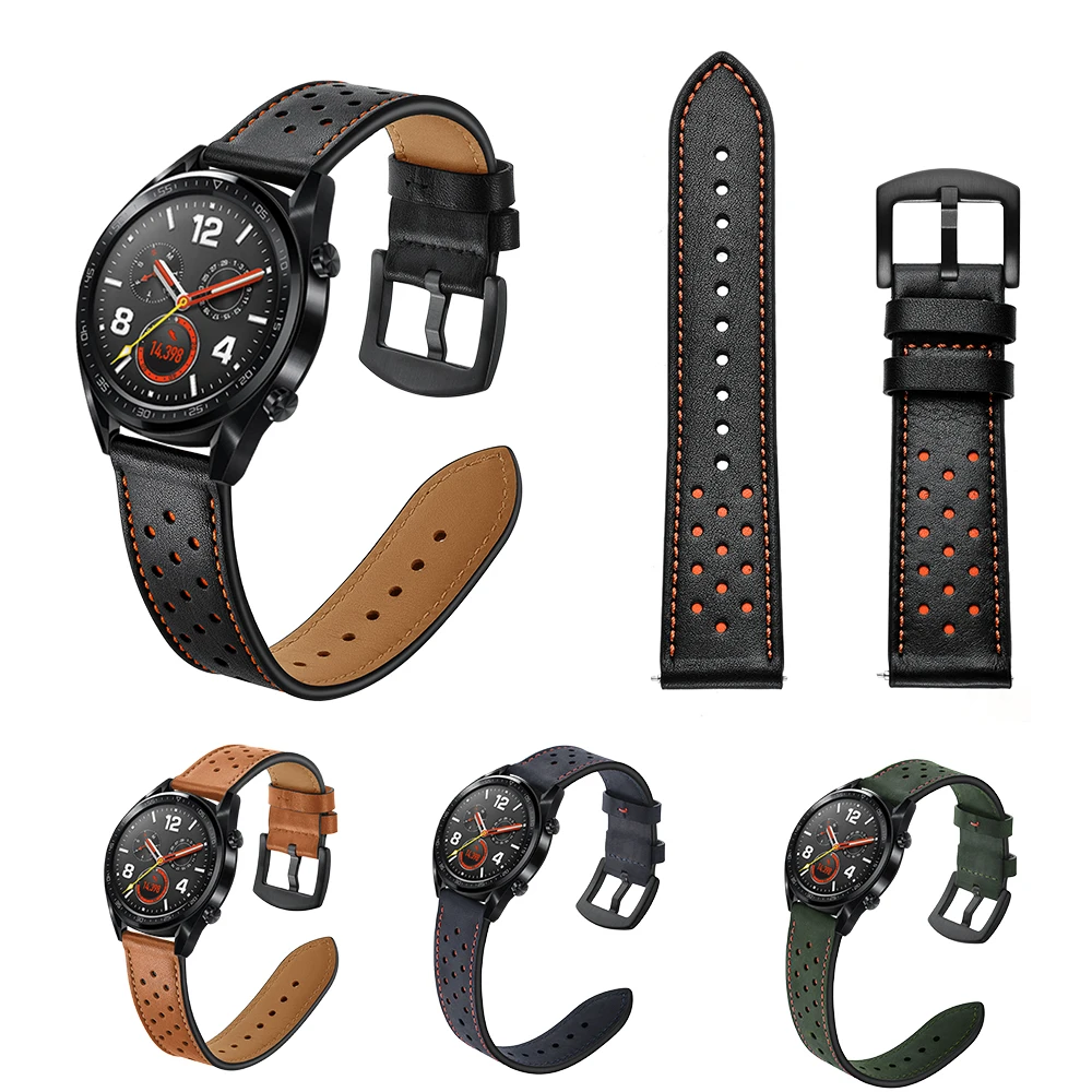 UEBN 22 мм кожаная дышащая повязка на запястье ремешок для HUAWEI WATCH GT 2 46 мм/GT Active 46 мм HONOR Magic Bracelet GT2 ремешок для часов