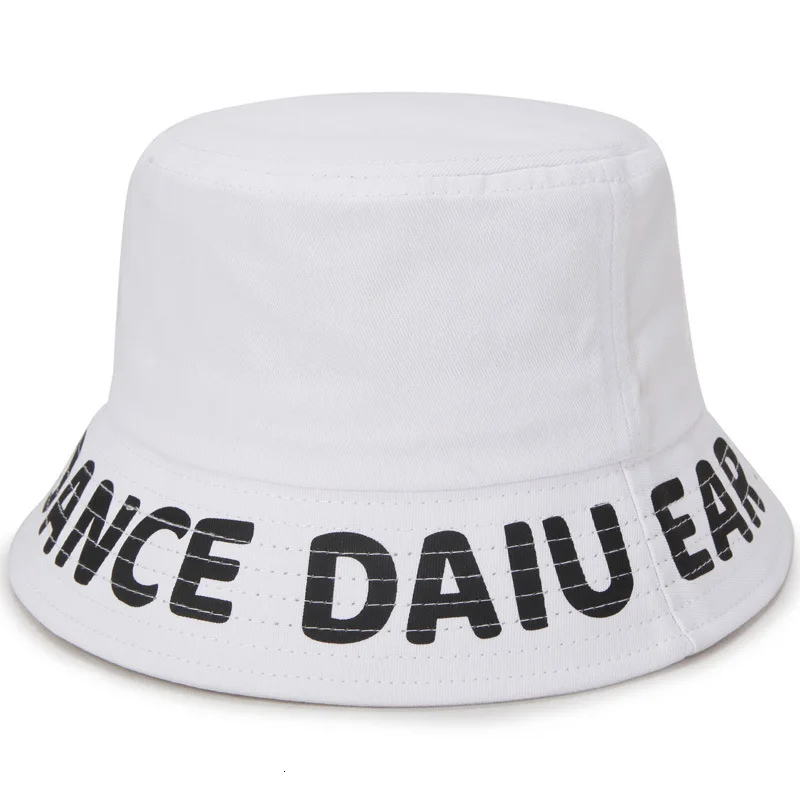 white Outdoor Fisherman Hat Unisex Printing Letter Hat New High Quality Cotton Casual Free Size Fashion Wild Sun Protection Cap - Color: white