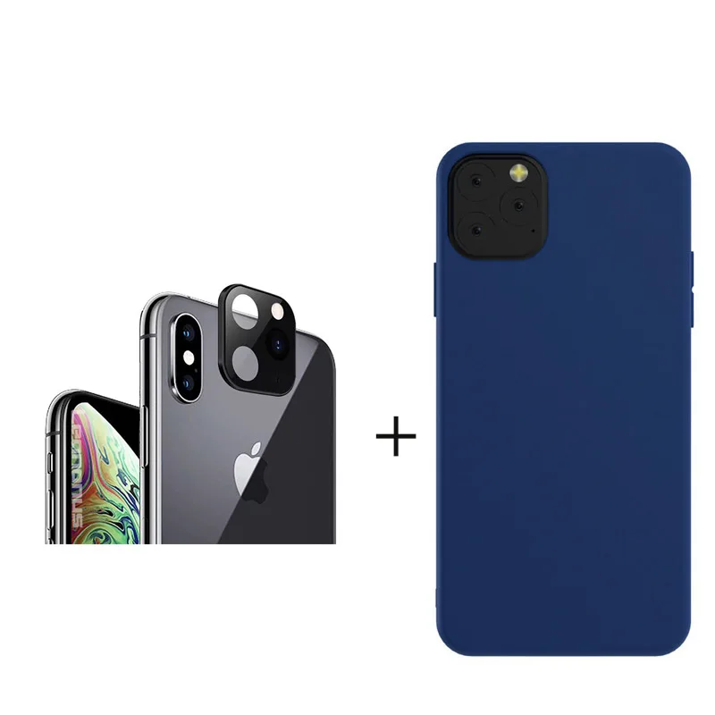 Black with Navy Чехол из закаленного стекла для iPhone X XS Max, чехол для iPhone 11 Pro Max, защитный чехол для объектива камеры, Сменный Чехол для iPhone 11 Pro Max - Цвет: Black with Navy