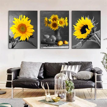 

Diy Diamond Painting sunflower Full Square Round Drill 5D Diamond Embroidery flowers Mosaic Triptych Gift Home Decor AA2100