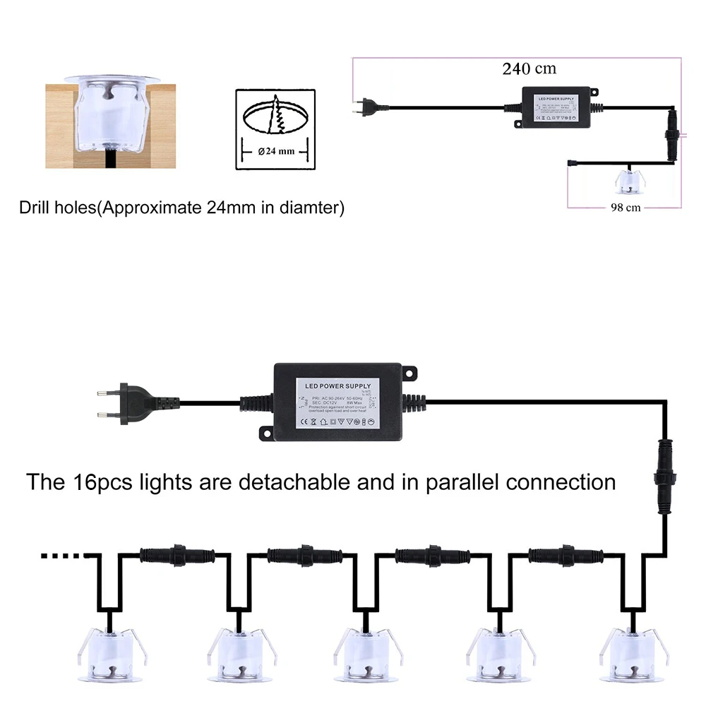 Resistência à Água Ip67 ao ar Led para Jardim do Pátio da Escada Pces Alta Brilhante Recessed Led Deck Luz Livre Paisagem Iluminação 16 0.6w 8 deck luz resistência à água ip67 ao