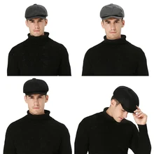 Peaked Cap Solid UV Protection Cotton Linen Flat Newsboy Painters Driving Hat Outdoor Headwear Accessories