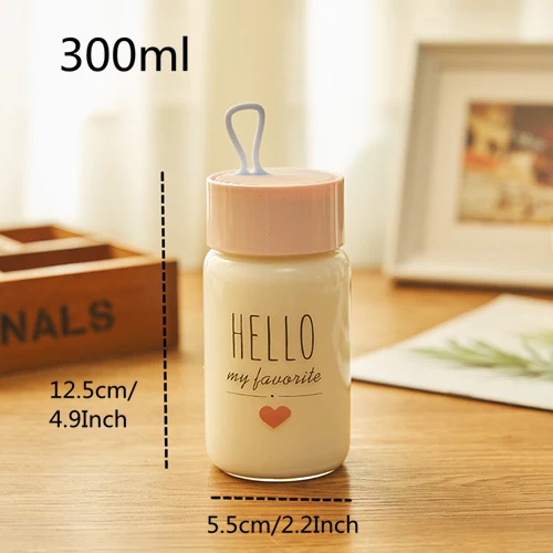 Pink VILEAD 300 мл Hello Letter свечи в стеклянной чашке модные чашки для питья для мужчин и женщин студентов простой портативный свежий прекрасный бутылка - Цвет: Pink