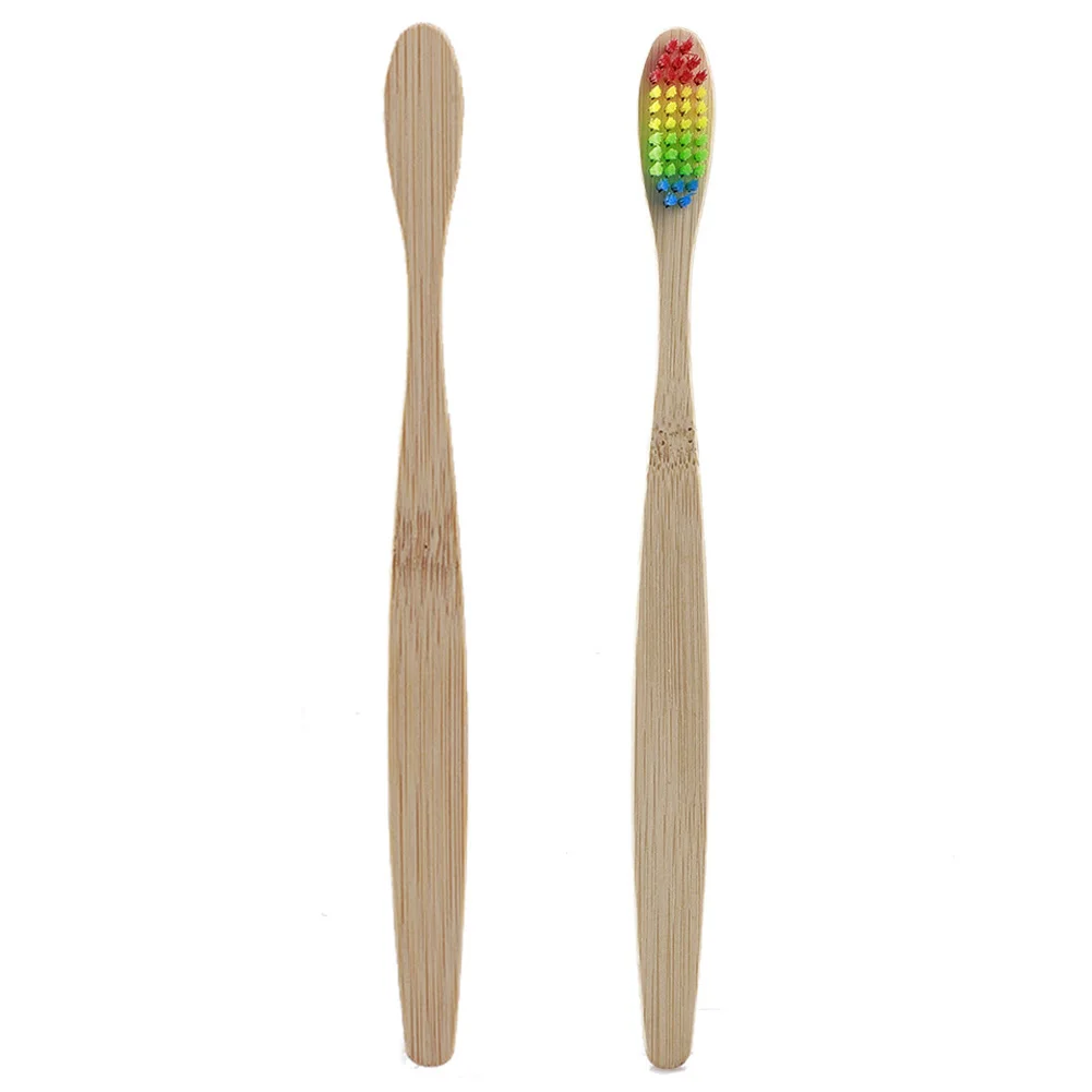 10 цветов портативная мягкая фибра эко-frienly деревянная зубная щетка натуральный бамбук ручка зубная щетка с бумажным чехол для ухода за полостью рта для взрослых - Цвет: A