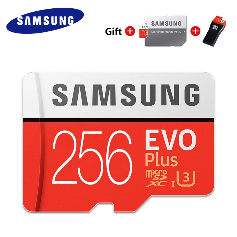 256GB R-100M Карта памяти SAMSUNG Micro SD Evo Plus 64 Гб 128 ГБ 256 Гб Microsd карта 32 Гб U1 TF карта класс 10 флеш-карта SDHC/SDXC Подарочный адаптер - Емкость: 256GB R-100M
