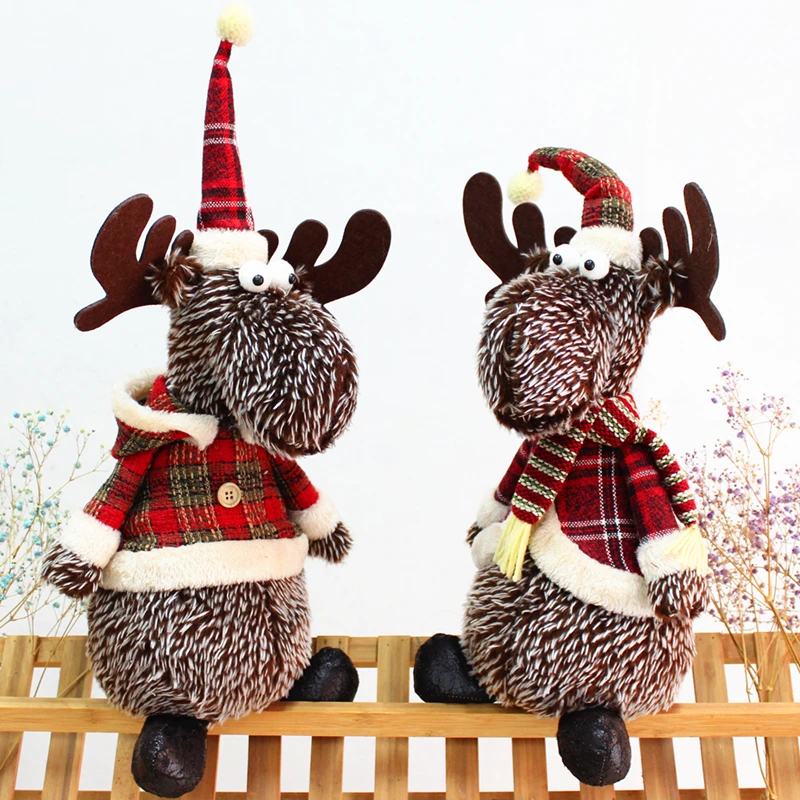 

Noverlty Cute Christmas Elk Deer Decoration Xmas Gifts Deer Short Feather with Clothes Tree Hanging Decoration