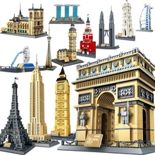 Architecture London Paris Eiffel Tower Taj Mahal sets City capitol eiffel building kits bricks blocks WanGe expert creator