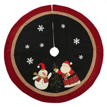

Christmas Cute Snowflake Santa Snowman Pattern Xmas Tree Skirt Apron Durable Non-woven Fabric Carpet Party Decoration