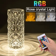 Lámpara LED de mesa con diamantes RGB, luces de escritorio de cristal para decoración de dormitorio, sala de estar, Art Deco de noche, 2021 Led