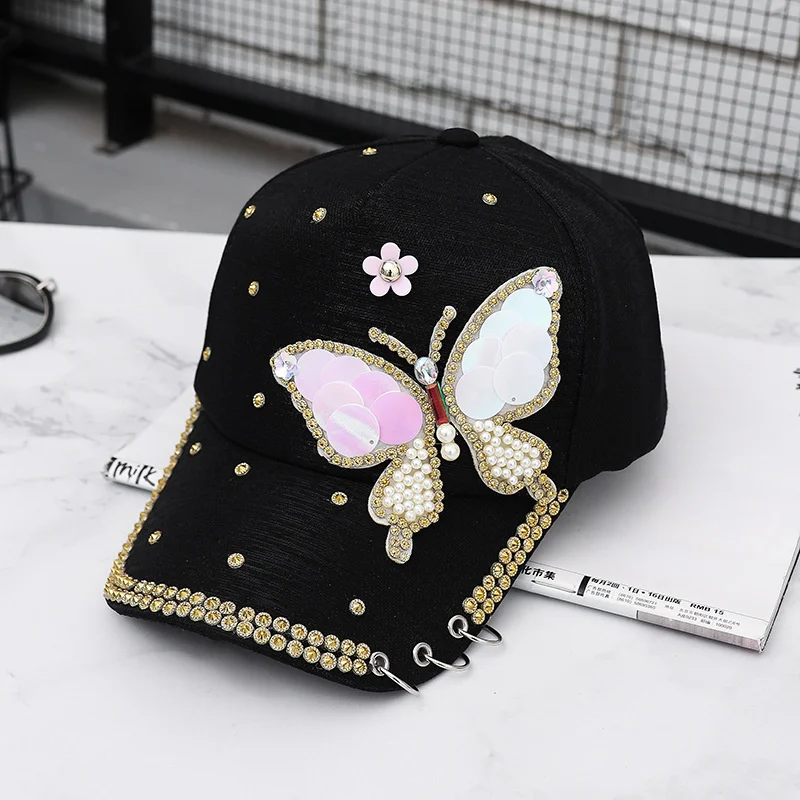 New High-Quality Fashion Butterfly Print Baby Cotton Baseball Cap With Brick Mosaic Ladies Beautiful Girl Hip-hop Mesh Hats