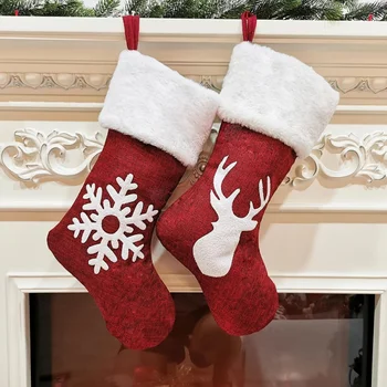 

Flannel Christmas Socks Candy Gifts Bag Fireplace Xmas Tree Pendant New Year Festival Party Home Decor Hanging Ornaments