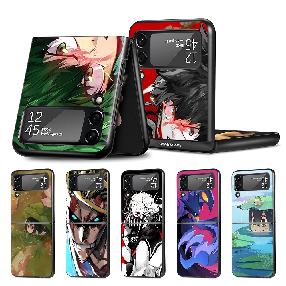 Cell Phone Case for Samsung Galaxy Z Flip3 5G Black Coque Z Flip 3 Hard PC Luxury Cover Zflip3 Funda Capa Anime My Hero Academia galaxy z flip3 case