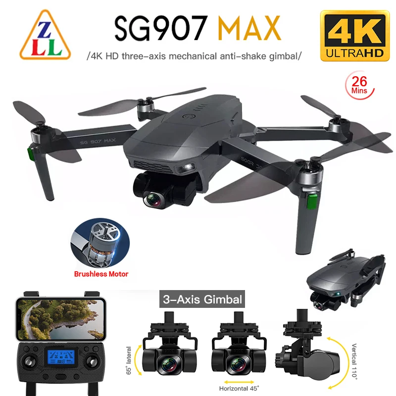 

SG907 MAX GPS Drone with 3-Axis Gimbal Camera 4K HD 5G Wifi FPV Optical Flow Brushless Professional Quadcopter Dron VS L900 Pro