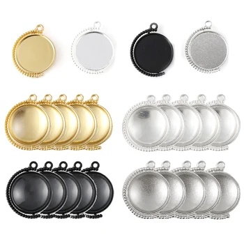 

40Pcs 4 Colors Rotating Bezel Settings Kit- 25mm Double Side Pendant Trays and 40Pcs Glass Cabochons for Jewelry Making DIY Craf