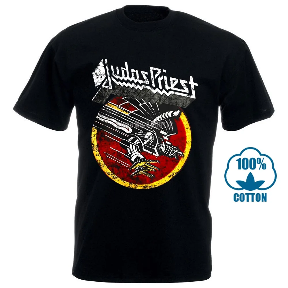 Judas Priest футболка кричащая для мести Великобритания тяжелый металл Группа черный S до 3Xl печатных мужчин футболка короткий рукав Забавный 011583 - Цвет: Черный