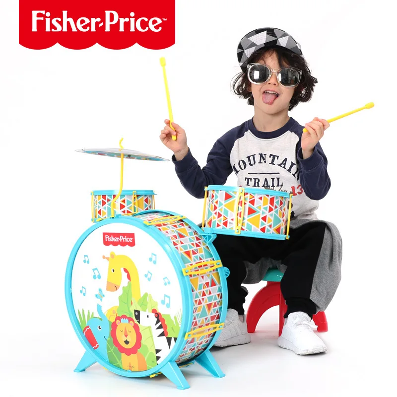 

FISHER-PRICE Children Drum Kit Music Kids Toy Jazz Drum Children Percussion Instrument Musical Educational Baby Toys