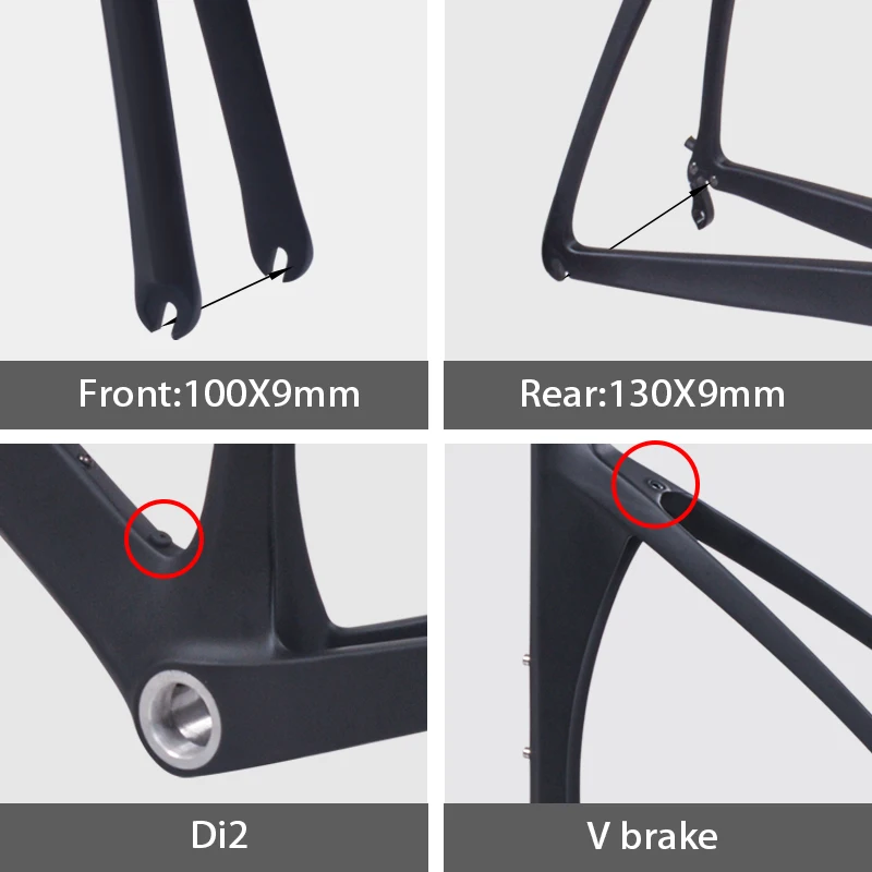 700C рама для шоссейного велосипеда 100*9 мм вилка полностью углеродный внутренний кабель V Тормозной набор углеродных дорожных рам с вилкой и BSA Аксессуары для велосипеда