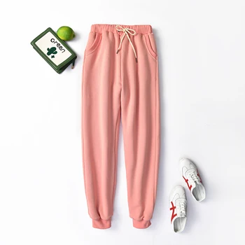

2020 New Women's pants Plus velvet Spring Autumn Leisure Loose Harlan Pants Drawstring Elastic Waist joggers Sweatpants tide