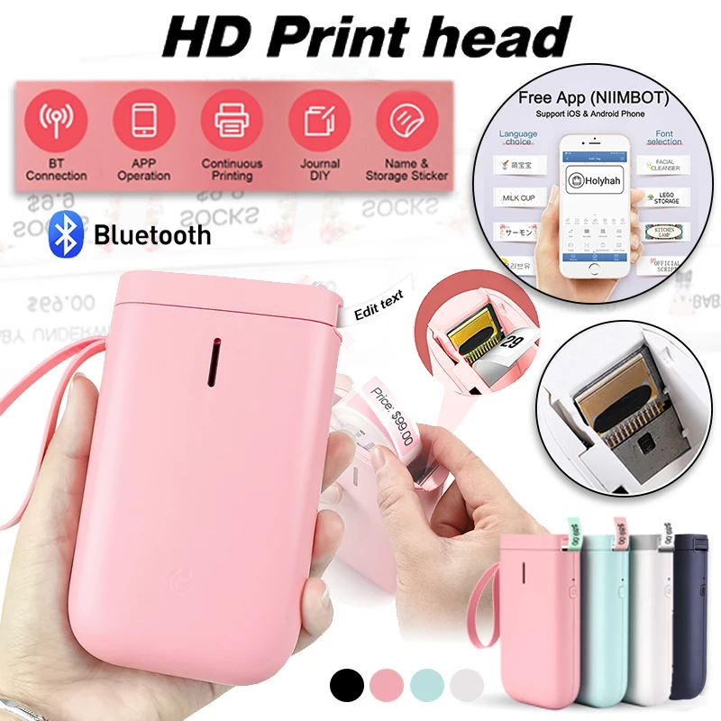 Портативный беспроводной мини принтер для этикеток Bluetooth карманный BT 203 точек/дюйм