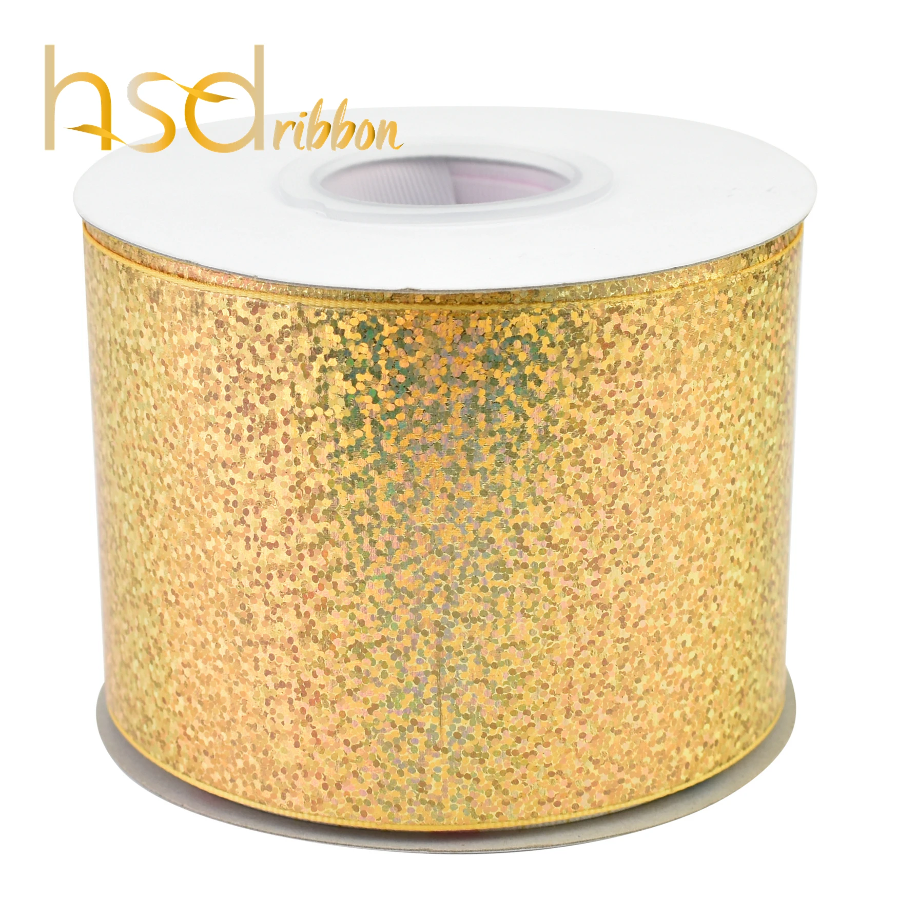 

HSDRibbon 75mm 3inch Solid Gold holographic foil grosgrain ribbon