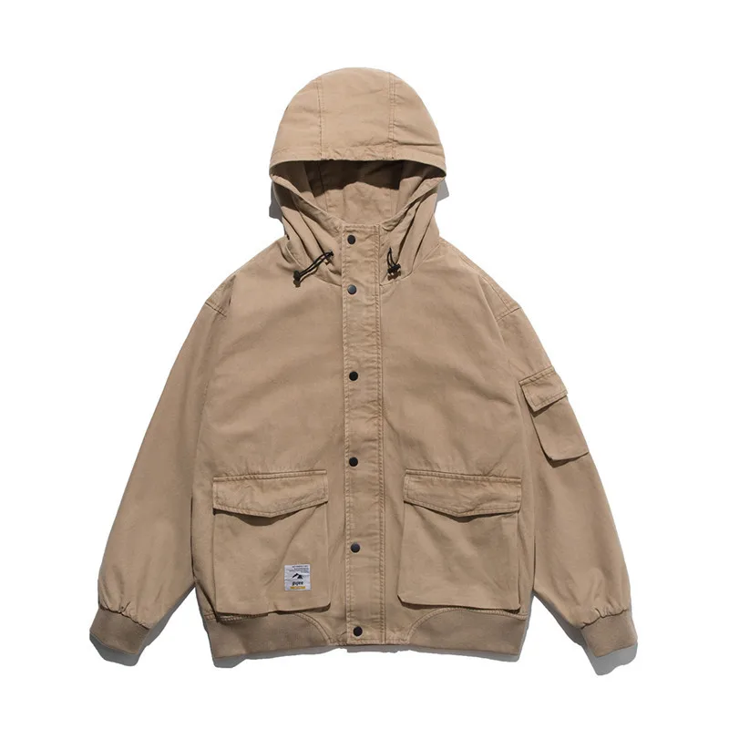 

Yi dao Vintage Autumn New Style Japanese Style Loose-Fit Trend Coat Men's Teenager Casual Jacket Hooded Workwear Tops